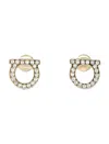 Ferragamo Crystal Embellishment Stud Earrings Jewelry Piece In Gold