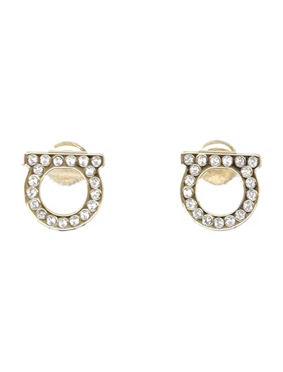 Ferragamo Small Gancio Embellished Earrings In Gold