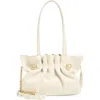 Ferragamo Small Gancio Piercing Soft Leather Shoulder Bag In White