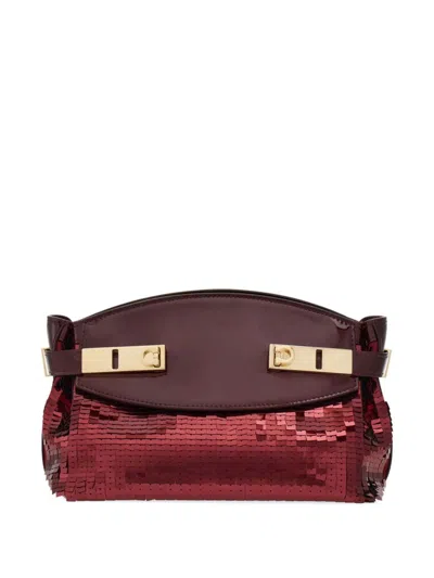 Ferragamo Small Hug Crossbody Bag In Burgundy