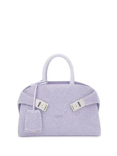Ferragamo Small Hug Crystal-embellished Tote Bag In Purple