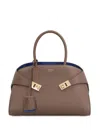 Ferragamo Borsa A Mano Hug Mini In Pelle Fango Donna In Brown