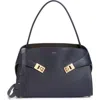 Ferragamo Small Hug Leather Shoulder Bag In Blue