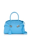 Ferragamo Small Hug Leather Top Handle Bag In Azur