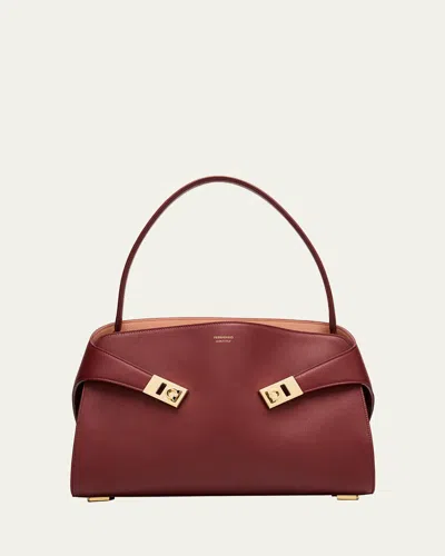 Ferragamo Small Hug Shoulder Bag In College Red