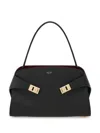 Ferragamo Hug Black Shoulder Bag With Logo Print On The Front In Leather Woman In Multi