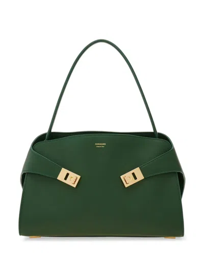 Ferragamo Small Hug Soft Shoulder Bag In Green