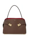 Ferragamo Two-tone Structured Medium Shoulder Bag In Neutrals