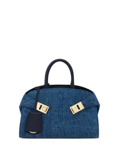Ferragamo Small Hug Tote Bag In Blue