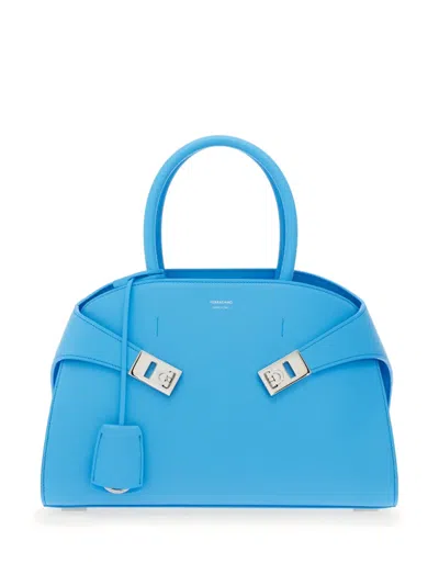 Ferragamo Small Hug Tote Bag In Blue