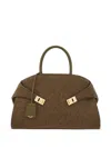 Ferragamo Small Hug Tote Bag In Green