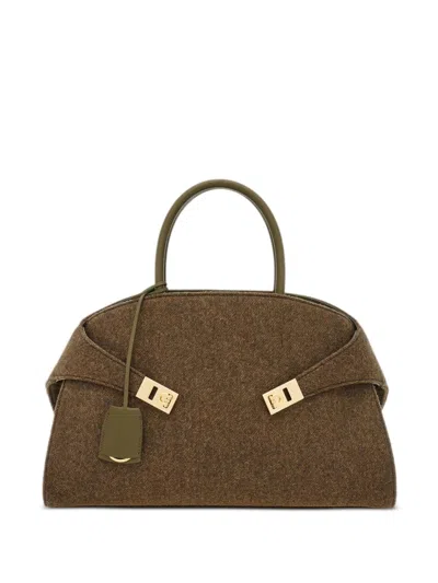 Ferragamo Small Hug Tote Bag In New Olive