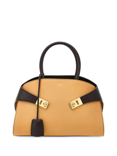 Ferragamo Small Hug Tote Bag In Neutrals
