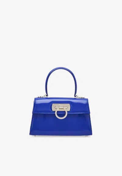 Ferragamo Iconic Top Handle In Lapis Lazuli