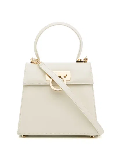 Ferragamo Small Iconic Top Handle Bag In White