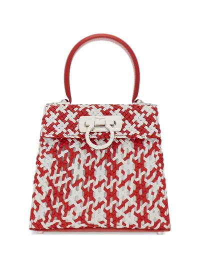 Ferragamo Small Iconic Top Handle Tote Bag In Red