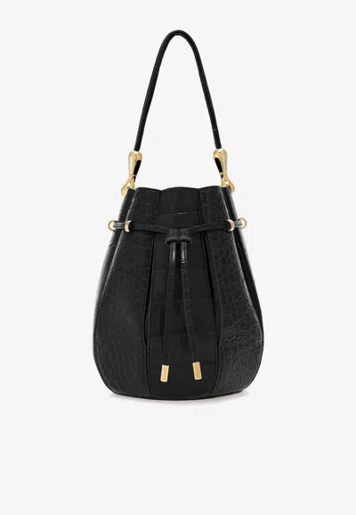 Ferragamo Small Leather Bucket Bag In Black