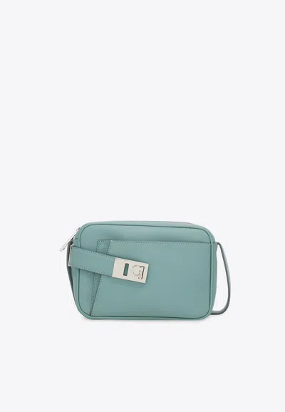 Ferragamo Small Leather Camera Bag In Sage