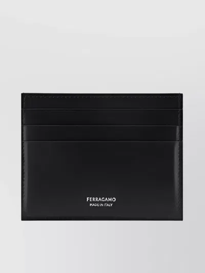 Ferragamo Small Leather Card Holder In Black