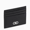 Ferragamo 'micro' Black Leather Wallet In Neutrals