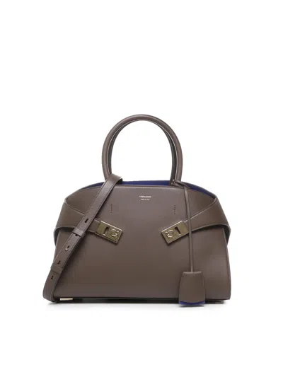 Ferragamo Small Leather Hug Tote Bag In Brown