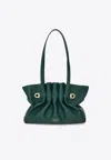 Ferragamo Small Leather Soft Shoulder Bag In Green