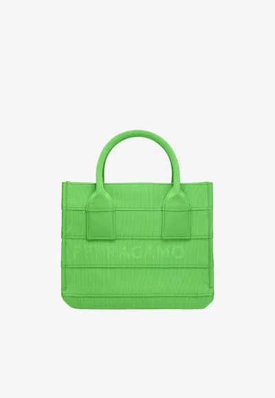 Ferragamo Small Logo-print Tote Bag In Green