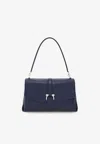 Ferragamo Small Mia Calf Leather Shoulder Bag In Blue