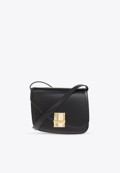 Ferragamo Small Oyster Flame Crossbody Bag In Black