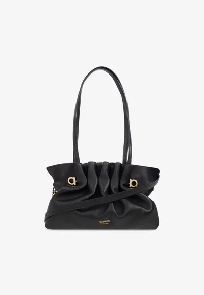 Ferragamo Small Pierc Gathered Leather Shoulder Bag
