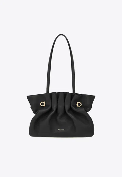 Ferragamo Small Pleated Nappa Leather Shoulder Bag