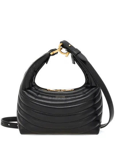 Ferragamo Small Quilted Cross Body Bag In Black