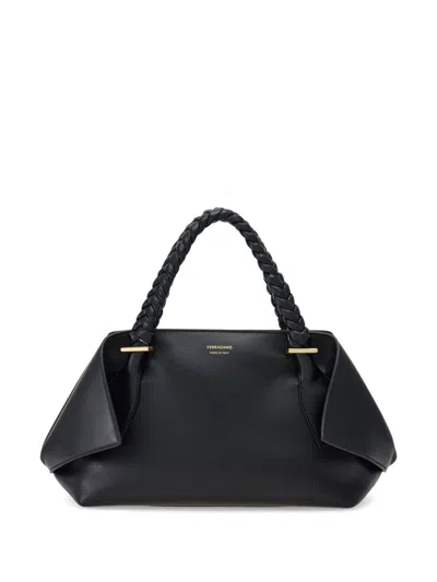 Ferragamo Small Scarf Tote Bag In Black