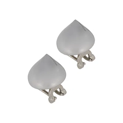 Pre-owned Ferragamo Small Sculptural Clip On Earrings 'silver' | Women's Size Onesize