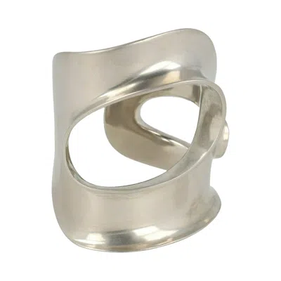 Pre-owned Ferragamo Small Sculptural Cutout Cuff 'silver' | Women's Size Onesize