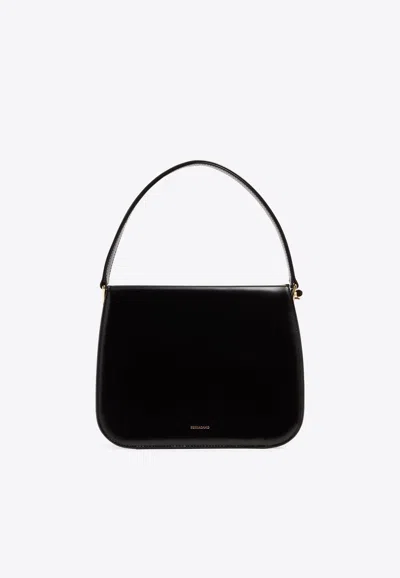 Ferragamo Small Semi-rigid Leather Shoulder Bag In Black