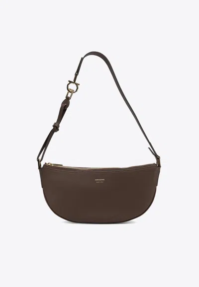 Ferragamo Small Smile Hobo Bag In Leather In Brown