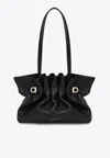 Shop Ferragamo Small Soft Leather Shoulder Bag In Black