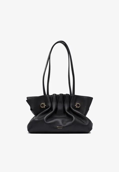 Ferragamo Soft Shoulder Bag In Black