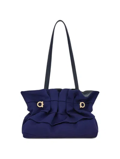 Ferragamo Small Soft Shoulder Bag In Blue