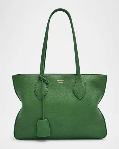 Ferragamo Small Star Tote Bag In Forest Green