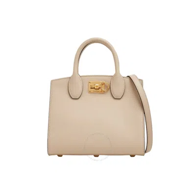 Ferragamo Small Studio Box Bag In Beige