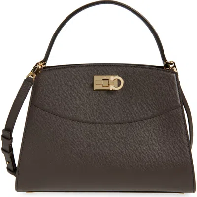 Ferragamo Small Studio Box Leather Top Handle Bag In Brown