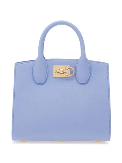 Ferragamo Small Studio Box Shoulder Bag In Blue