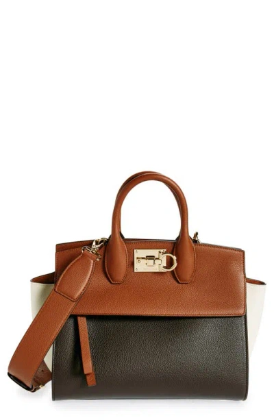 Ferragamo Small Studio Soft Leather Handbag In Brown