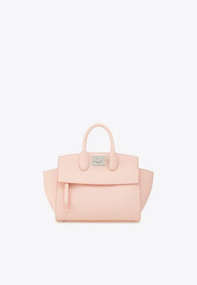 Ferragamo Small Studio Soft Top Handle Bag In Calfskin In Pink