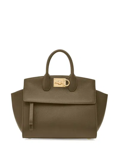 Ferragamo Small Studio Soft Tote Bag In Green
