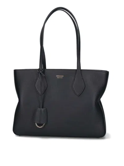 Ferragamo Small Tote Bag In Black