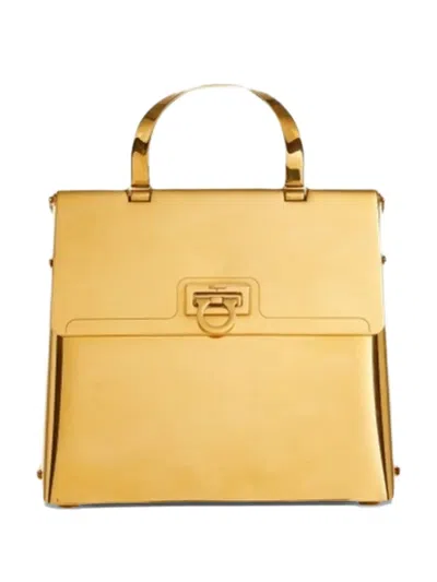 Ferragamo Small Trifolio Handbag In Gold