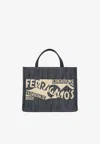 Ferragamo Small Tt Sign Denim Tote Bag In Denim